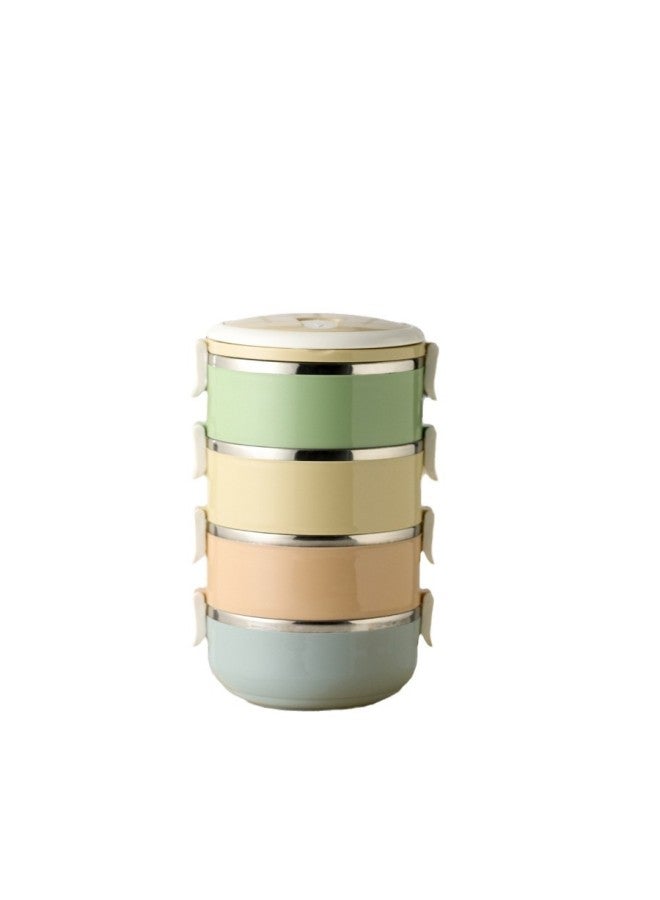Student Stainless Steel Lunch Box Round Lunch Box Nordic Insulated Lunch Box Gift Multi-Layer Printed Logo Activity Push-Specifications:Four Floors-Color:18cm Candy Color Large Size - Image 5