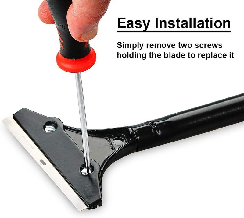 WEUPE Razor Blade Scraper, 4-inch Heavy Duty Long-Handle Scraper for Wallpaper, Paint, Floor, Tile and Windows, Rubber Grip, Made in USA - Image 3