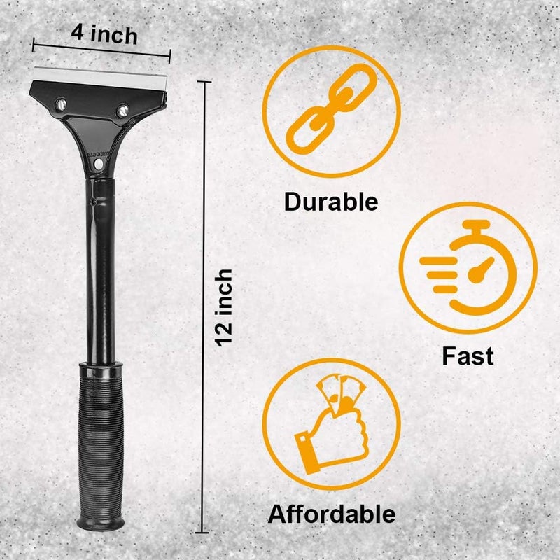WEUPE Razor Blade Scraper, 4-inch Heavy Duty Long-Handle Scraper for Wallpaper, Paint, Floor, Tile and Windows, Rubber Grip, Made in USA - Image 5