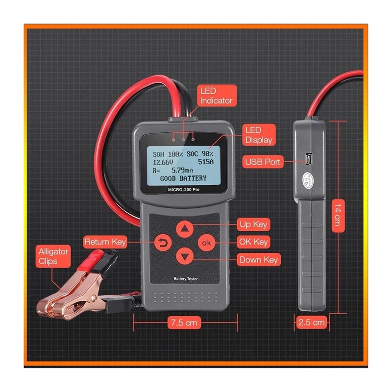Automotive Inspect Tools MC200 PRO CAR Motorcycle Battery Internal Resistance Life Analysis Start Stop Battery Tester(Conversion line) - Image 5