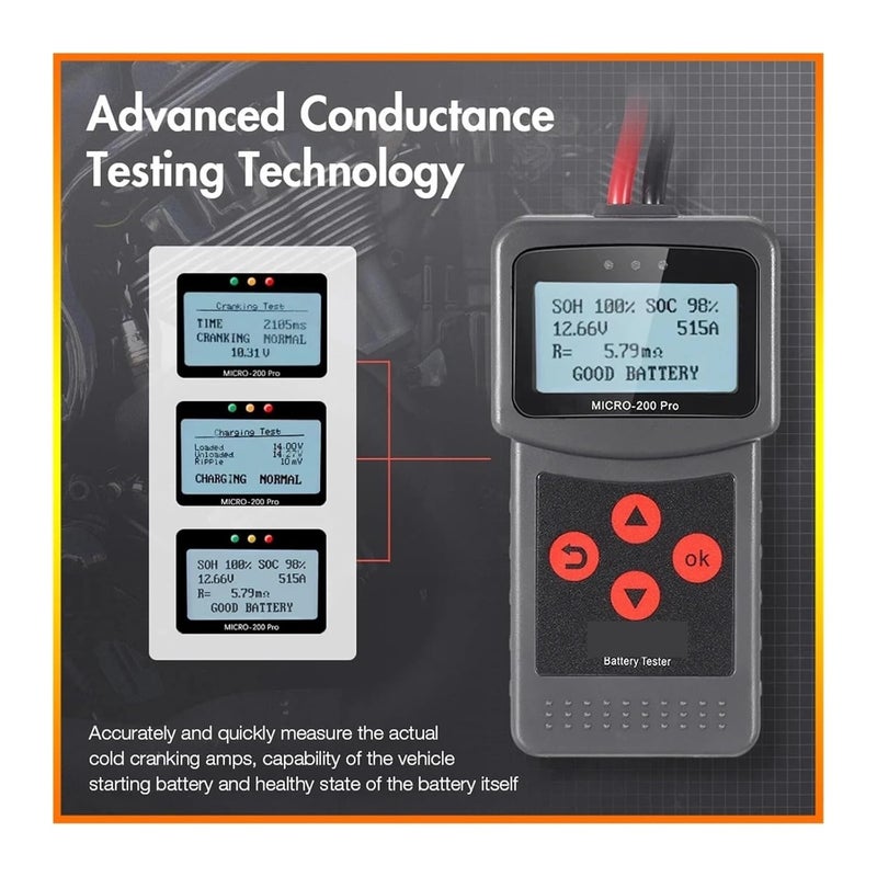 Automotive Inspect Tools MC200 PRO CAR Motorcycle Battery Internal Resistance Life Analysis Start Stop Battery Tester(Conversion line) - Image 4