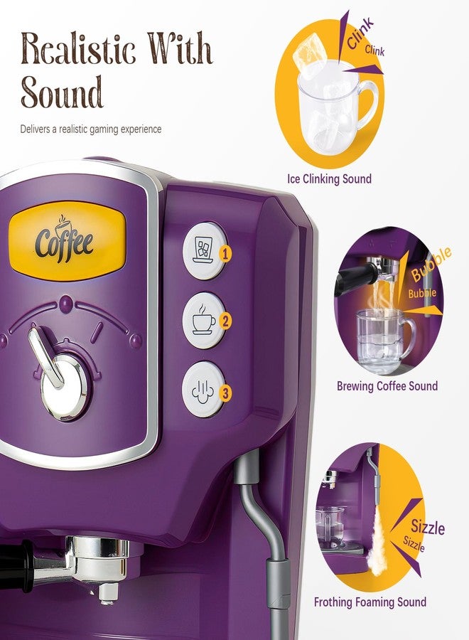 Toylink Toy Coffee Maker for Kids with Sound and Lights, Purple Kids Coffee Playset Pretend Play Kitchen Accessories with Cups & Play Food, Toddler Toys Birthday Gifts for 3 4 5 6 Years Old Girls Boys - Image 4