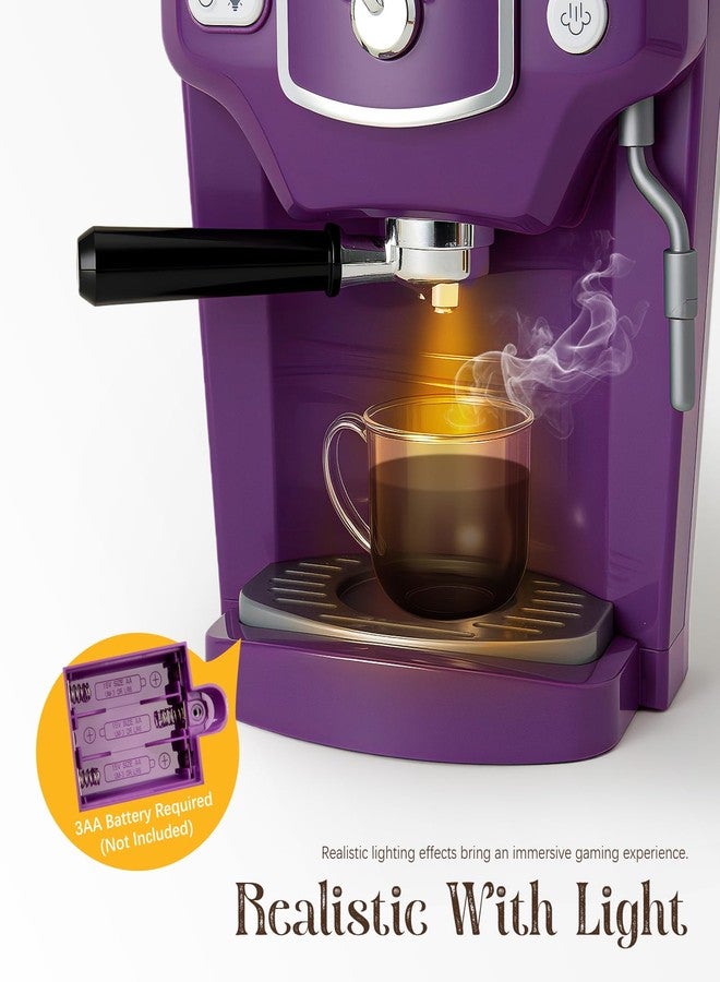 Toylink Toy Coffee Maker for Kids with Sound and Lights, Purple Kids Coffee Playset Pretend Play Kitchen Accessories with Cups & Play Food, Toddler Toys Birthday Gifts for 3 4 5 6 Years Old Girls Boys - Image 5