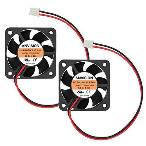 ANVISION 2-Pack 40mm x 10mm DC 5V Brushless Cooling Fan, Dual Ball Bearing, 2-Pin - Image 1