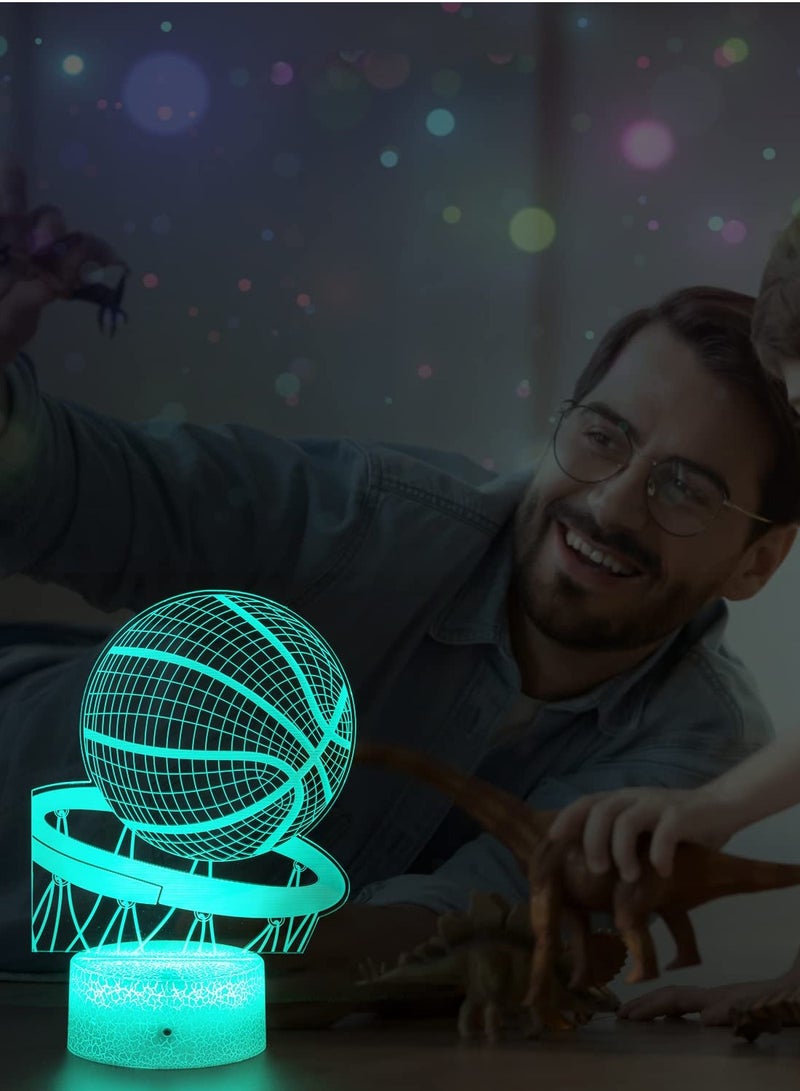 SOLARAE Basketball Night Light, 3D Optical Illusion Lamp, Decorative Desk Lamp, 16 Colors Dimmable with Remote Control Smart Touch, 3D Night Light, Gift for Boy Girl Kids, Suitable for Basketball Fans - Image 5