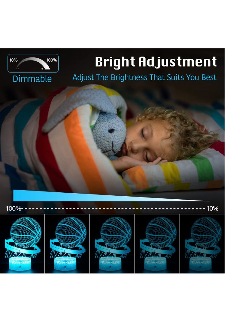 SOLARAE Basketball Night Light, 3D Optical Illusion Lamp, Decorative Desk Lamp, 16 Colors Dimmable with Remote Control Smart Touch, 3D Night Light, Gift for Boy Girl Kids, Suitable for Basketball Fans - Image 3