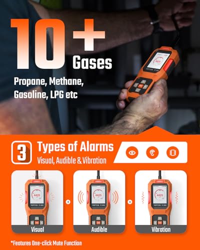 TopTes PT-830S Rechargeable Gas Leak Detector with 14.5 Inch Flexible Probe, Range 0-10000 ppm, TFT Color Display & 3 Types Alarm, Natural Gas Leak Detector for Propane, Methane for Home or Industrial - Image 5