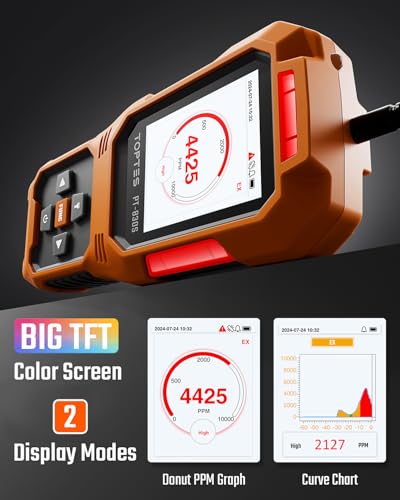 TopTes PT-830S Rechargeable Gas Leak Detector with 14.5 Inch Flexible Probe, Range 0-10000 ppm, TFT Color Display & 3 Types Alarm, Natural Gas Leak Detector for Propane, Methane for Home or Industrial - Image 3