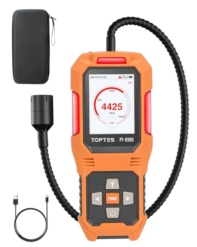 TopTes PT-830S Rechargeable Gas Leak Detector with 14.5 Inch Flexible Probe, Range 0-10000 ppm, TFT Color Display & 3 Types Alarm, Natural Gas Leak Detector for Propane, Methane for Home or Industrial - Image 1