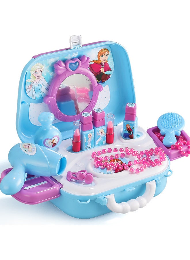 مجموعة ألعاب أطفال فروزن للبنات والبنات وصندوق مستحضرات التجميل للأميرة - اللون: مكياج ديزني (الجسم الرئيسي + 17 إكسسوار) بدون أضواء - Image 1