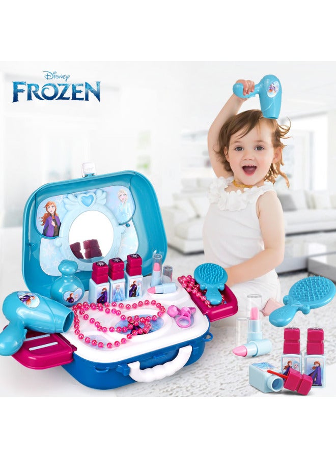 مجموعة ألعاب أطفال فروزن للبنات والبنات وصندوق مستحضرات التجميل للأميرة - اللون: مكياج ديزني (الجسم الرئيسي + 17 إكسسوار) بدون أضواء - Image 4
