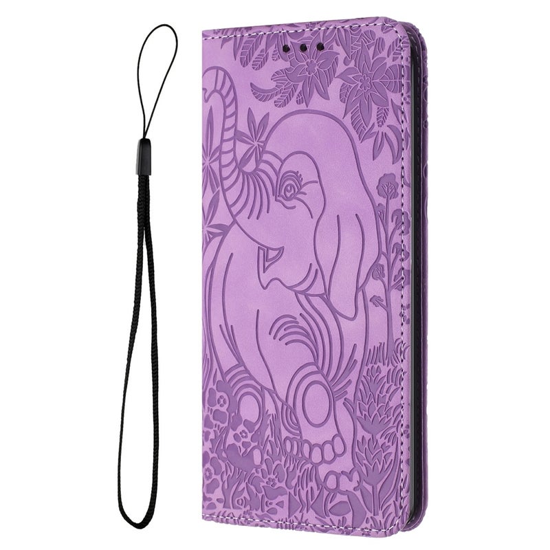 HuHa Protective Cover For Xiaomi Redmi Note 13 Pro 4G Retro Elephant Embossed Leather Phone Case(Purple) - Image 2