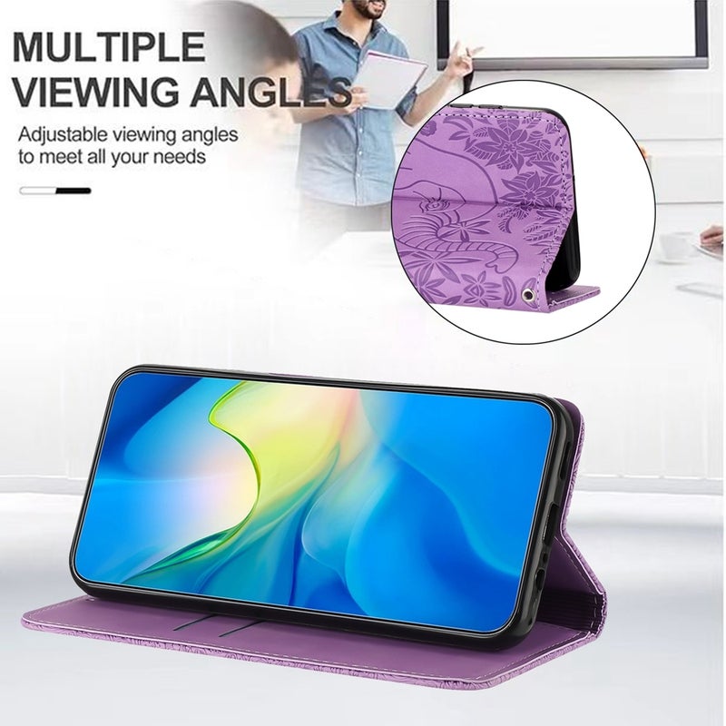 HuHa Protective Cover For Xiaomi Redmi Note 13 Pro 4G Retro Elephant Embossed Leather Phone Case(Purple) - Image 4