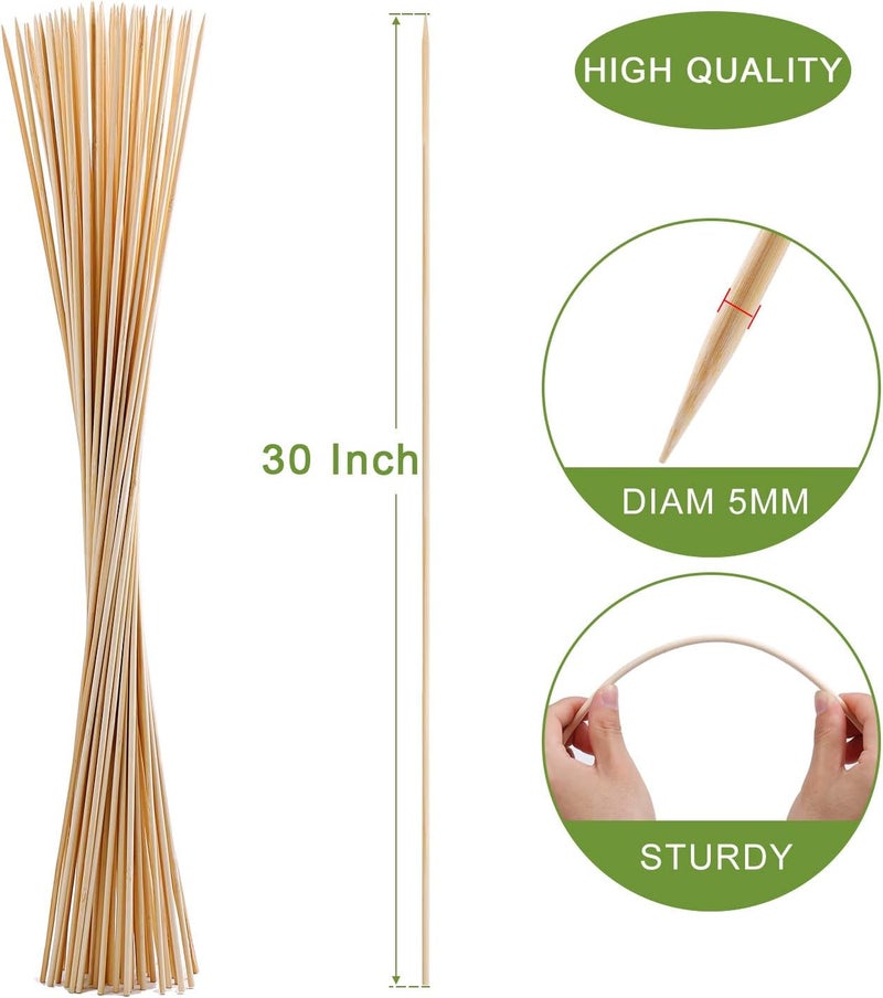 NadaKin 60 PCS Bamboo Marshmallow Roasting Sticks, SMores Skewers for Fire Pit, Extra Long 30 Inch Heavy Duty 5mm Thick Wooden SMores Sticks for Open Fire Pits Roaster Barbecue Hot Dog Camping Kebab Sausage - Image 2