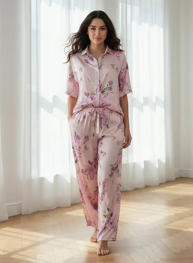 أدريا Aadaraya Pyjama Set Button-Down Shirt & Trousers