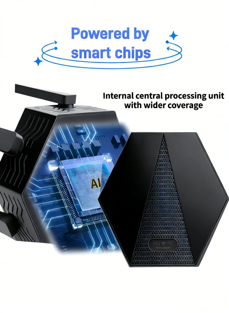 أورييل مُكرر إشارة واي فاي لاسلكي بسرعة 1800 ميجابت في الثانية، مُوسع نطاق واي فاي لاسلكي ثنائي النطاق 5.8 جيجاهرتز/2.4 جيجاهرتز، مُعزز إشارة لاسلكي بستة هوائيات، مُوسع نطاق الراوتر، تغطية كاملة 360 درجة، سهل الاستخدام، AX1800 - أسود - Image 3