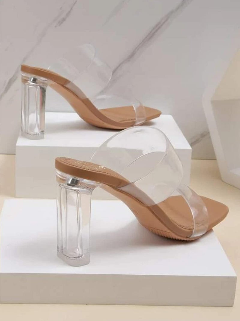 Shoetopia أحذية شوتوبيا النسائية الأنيقة ذات الكعب الكتلة الشفاف والمفصل - Image 4