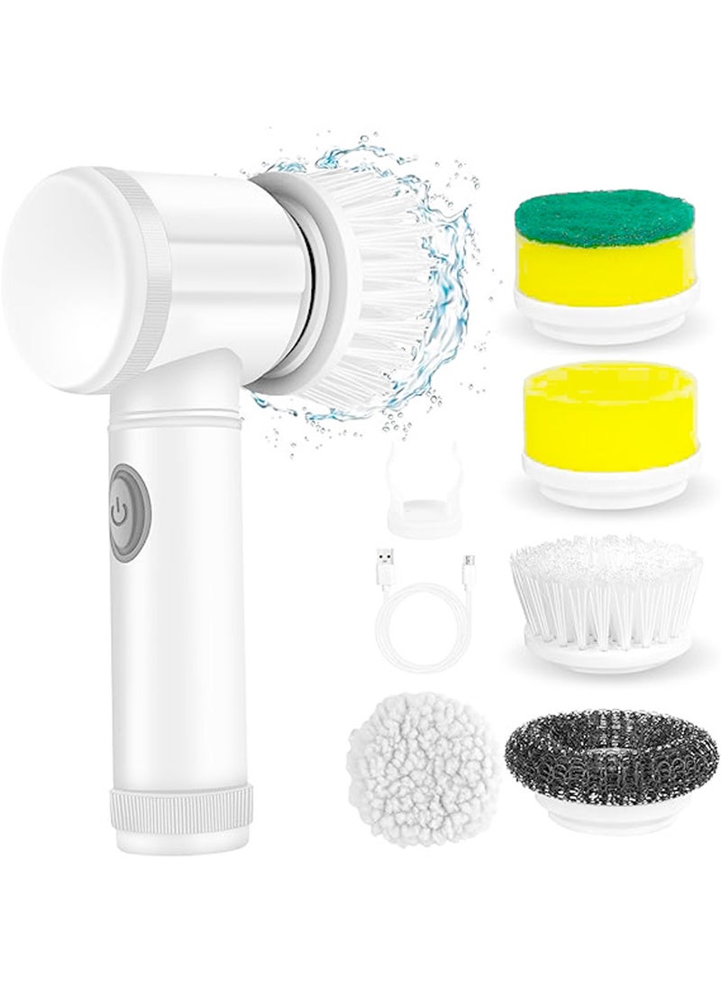 Electric Cleaning Brush Electric Spin Scrubber Cordless Power Scrubber with 5 Replaceable Brush Heads Handheld Power Shower Scrubber for Bathtub, Floor, Wall, Tile, Toilet, Window, Sink  - Image 1