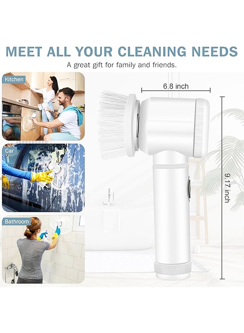 Electric Cleaning Brush Electric Spin Scrubber Cordless Power Scrubber with 5 Replaceable Brush Heads Handheld Power Shower Scrubber for Bathtub, Floor, Wall, Tile, Toilet, Window, Sink  - Image 2
