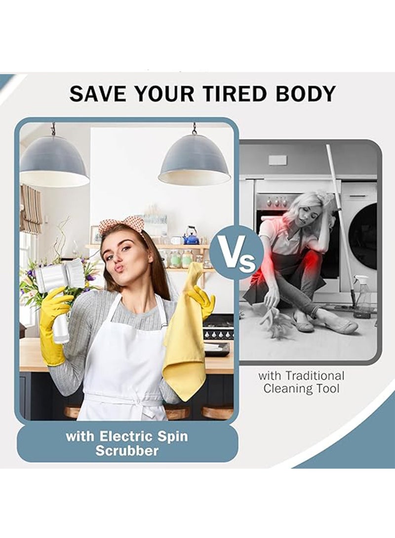 Electric Cleaning Brush Electric Spin Scrubber Cordless Power Scrubber with 5 Replaceable Brush Heads Handheld Power Shower Scrubber for Bathtub, Floor, Wall, Tile, Toilet, Window, Sink  - Image 4