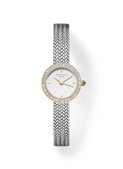 Mini Small Edit White Dial Crystal Duotone Woven Mesh Strap