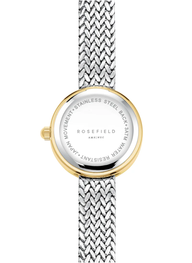 RoseField Mini Small Edit White Dial Crystal Duotone Woven Mesh Strap - MWSMG-M06