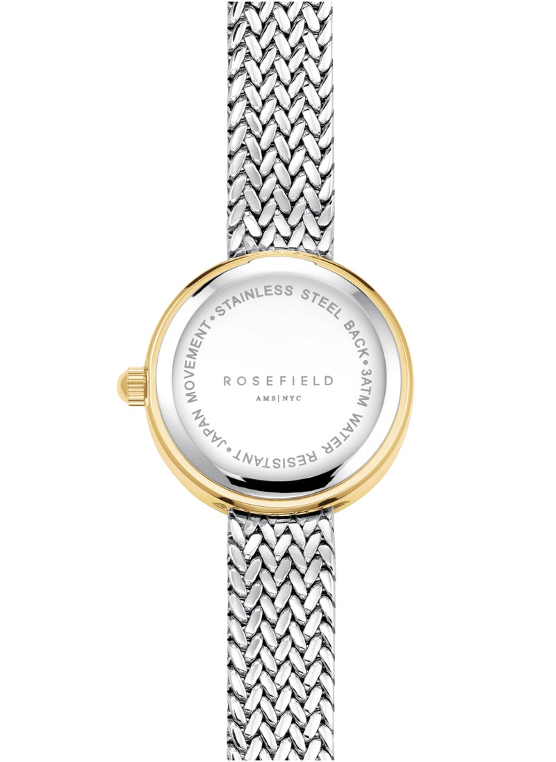 RoseField Mini Small Edit White Dial Crystal Duotone Woven Mesh Strap  - Image 3