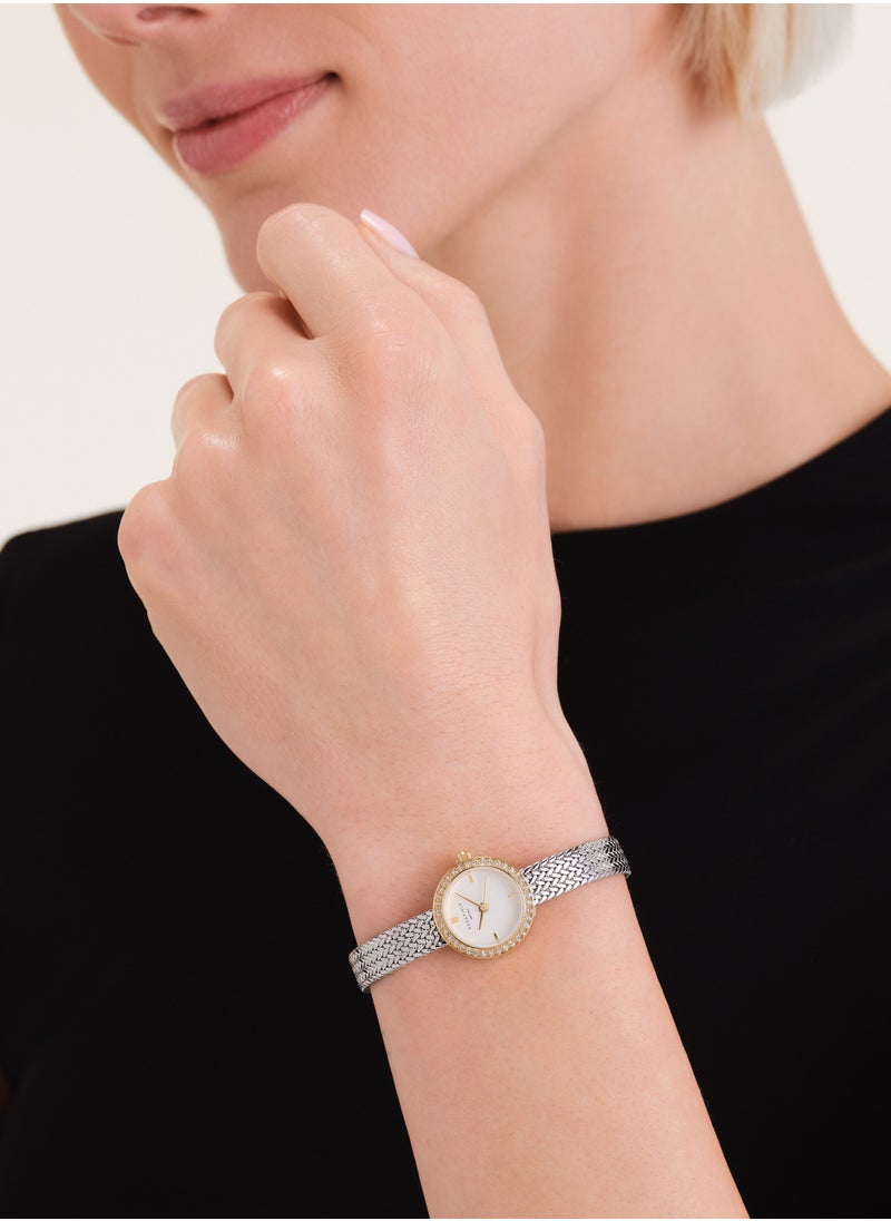 RoseField Mini Small Edit White Dial Crystal Duotone Woven Mesh Strap  - Image 5