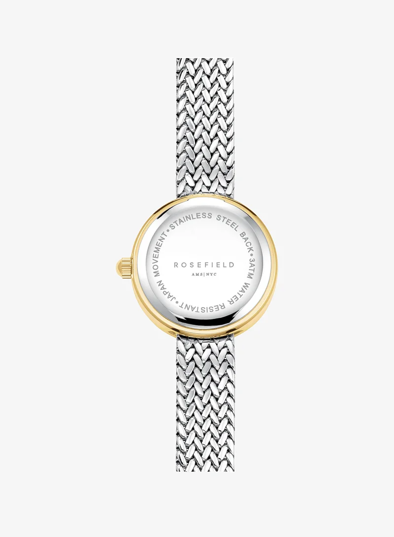 Rosefield  Mini Small Edit White Dial Crystal Duotone Woven Mesh Strap - MWSMG-M06 for Women | Best Price UAE
