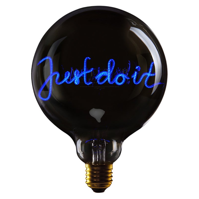 LED GLASS BULB - "JUST DO IT " Message- FUME' GLASS - Ø70 × H110 MM