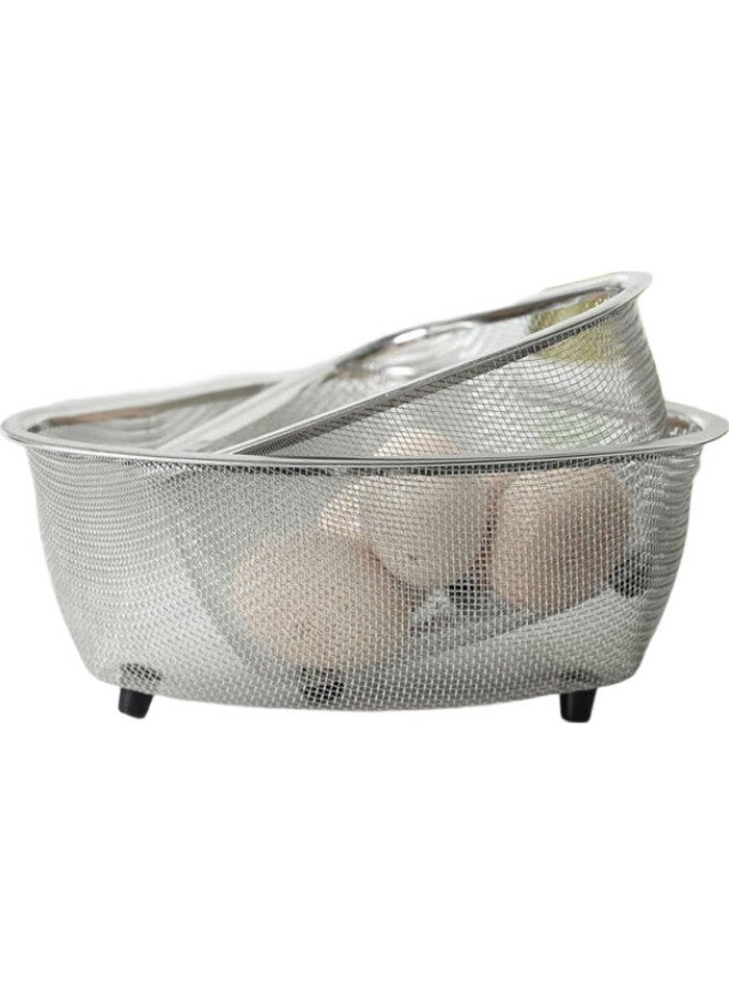 All-round Quanshi Stainless Steel Sink Strainer, Triangular Draining Net, Draining Rack, Leftover Food Organizer, Kitchen Storage Rack, Storage Cloth Rack - Image 1