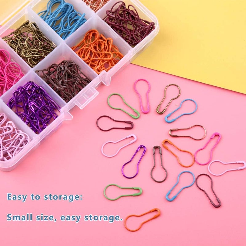 Mayboos 300 Pieces Safety Bulb Pins,10 Colors Calabash Crochet Stitch Markers, Metal Safety Pins for Knitting and DIY Project with Storage Box - Image 5