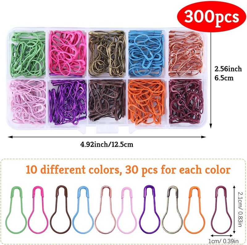 Mayboos 300 Pieces Safety Bulb Pins,10 Colors Calabash Crochet Stitch Markers, Metal Safety Pins for Knitting and DIY Project with Storage Box - Image 2