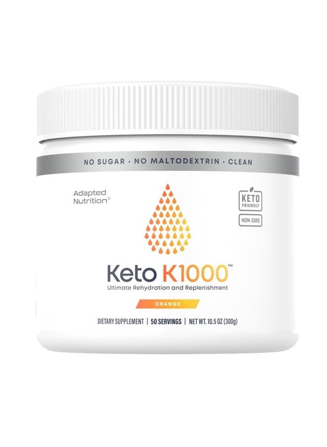 Hi-Lyte - Keto K1000 Electrolyte Powder | Orange | Hydration Supplement Drink Mix | Boost Energy & Beat Leg Cramps | No Sugar, No Maltodextrin | 50 Servings - Image 1