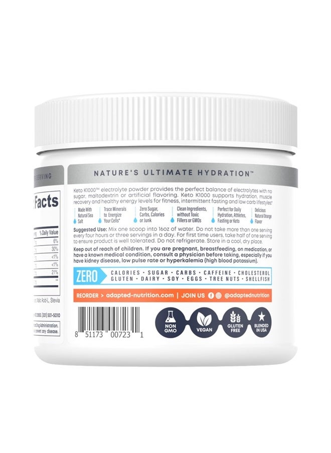 Hi-Lyte - Keto K1000 Electrolyte Powder | Orange | Hydration Supplement Drink Mix | Boost Energy & Beat Leg Cramps | No Sugar, No Maltodextrin | 50 Servings - Image 1