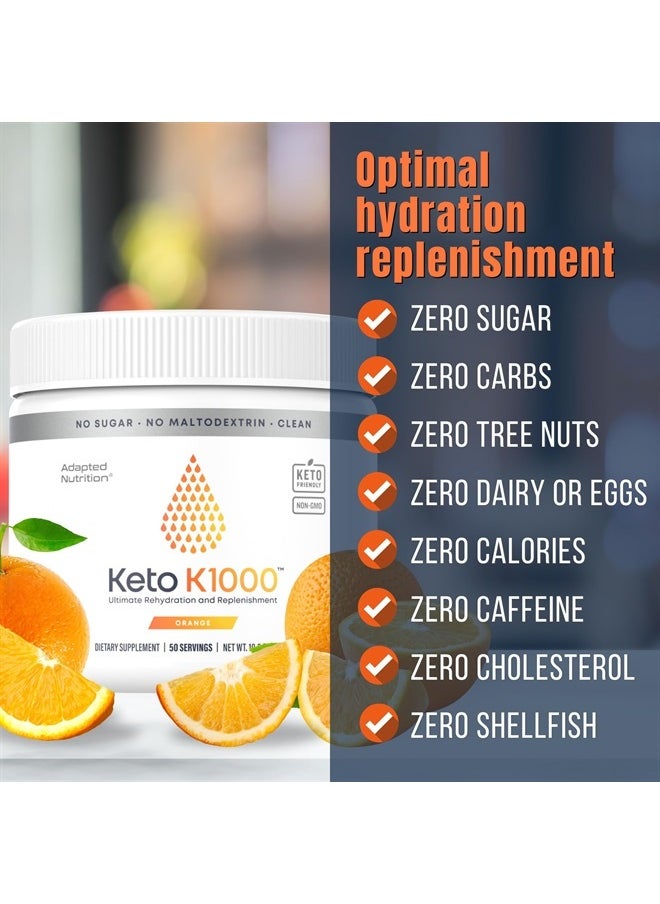 Hi-Lyte - Keto K1000 Electrolyte Powder | Orange | Hydration Supplement Drink Mix | Boost Energy & Beat Leg Cramps | No Sugar, No Maltodextrin | 50 Servings - Image 1