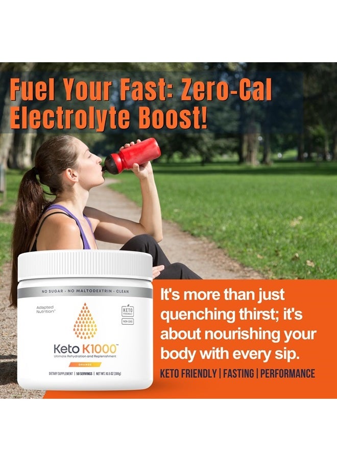 Hi-Lyte - Keto K1000 Electrolyte Powder | Orange | Hydration Supplement Drink Mix | Boost Energy & Beat Leg Cramps | No Sugar, No Maltodextrin | 50 Servings - Image 1