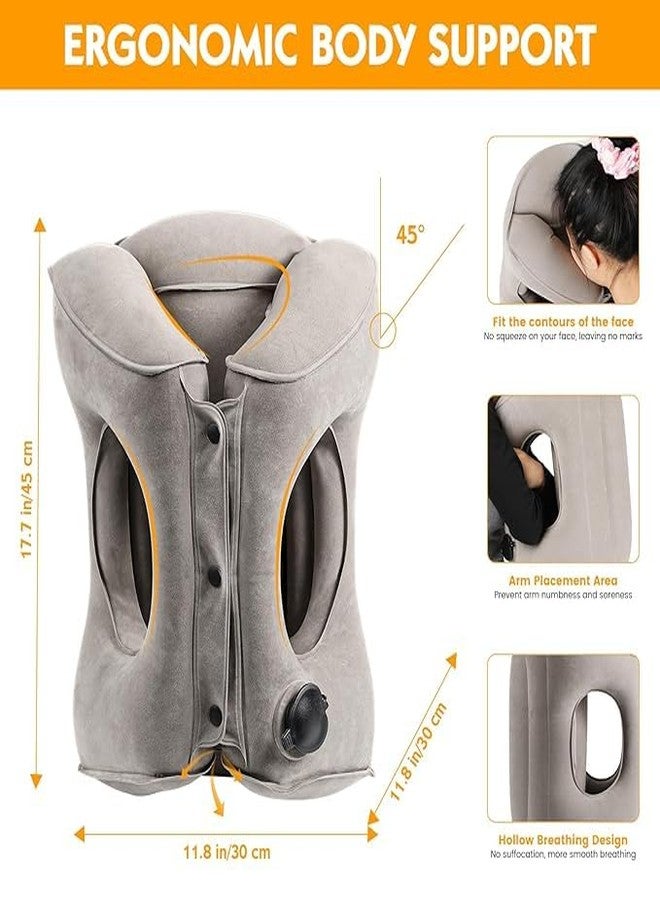 Shrevi Inflatable Travel Pillow, Airplane Neck Pillow for Traveling, Travel Pillow with Storage Bag, Avoid Neck Shoulder Pain, Sleeping Cushion for Airplane Bus Car Train Office, Easy to Carry, Grey - Image 2