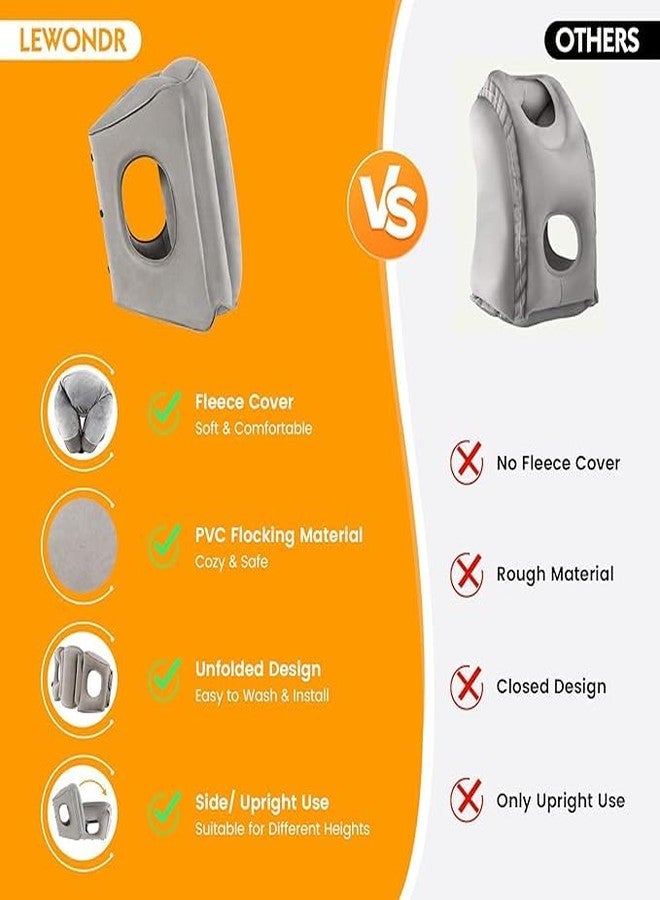 Shrevi Inflatable Travel Pillow, Airplane Neck Pillow for Traveling, Travel Pillow with Storage Bag, Avoid Neck Shoulder Pain, Sleeping Cushion for Airplane Bus Car Train Office, Easy to Carry, Grey - Image 5