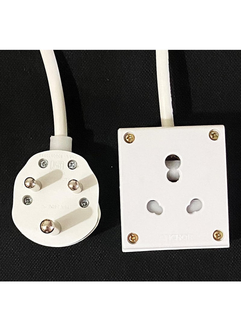 ZEGEL Extension Board Heavy Duty for Room Heater Immersion Rod Single Outlet Socket 2500W 16A Cord 3 Meter Cable with Dual Side Tape to Stick Over Tiles No Need Drill on Wall Cable Thickness 15 mm 3 Core  - Image 4