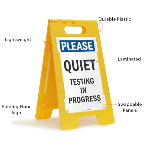 SmartSign "Please Quiet - Testing In Progress" Folding Floor Sign | 25" x 12" Plastic - Image 4