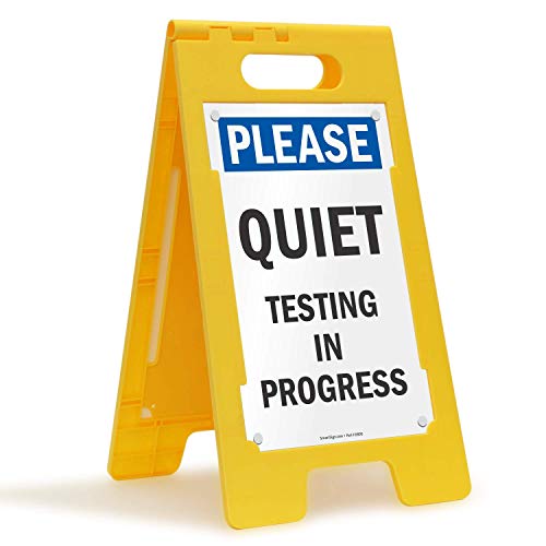SmartSign "Please Quiet - Testing In Progress" Folding Floor Sign | 25" x 12" Plastic - Image 5