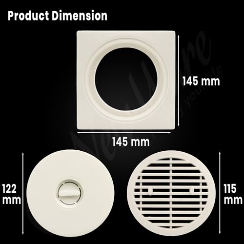 NEW WARE® Square 6x6 Inch PVC Floor Drain Jali | Bathroom Trap Cover Water Drain Strainer Grating | Durable Anti-Clog Drain Cover (White) - Image 2