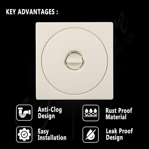NEW WARE® Square 6x6 Inch PVC Floor Drain Jali | Bathroom Trap Cover Water Drain Strainer Grating | Durable Anti-Clog Drain Cover (White) - Image 5