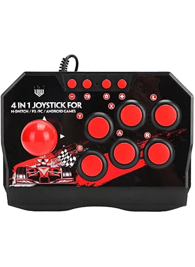 Generic - Arcade Fight Stick, 4 in 1 Wired Arcade Joystick Arcade Games Controller with Turbo Functions, Suitable for Switch/PC/PS3/Android Games - Image 1
