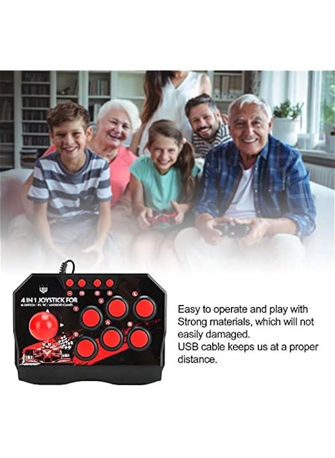 Generic - Arcade Fight Stick, 4 in 1 Wired Arcade Joystick Arcade Games Controller with Turbo Functions, Suitable for Switch/PC/PS3/Android Games - Image 1