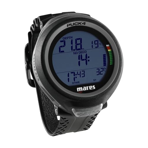 Mares Puck 4 Wrist Dive Computer | Entry-Level Watch-Style One Button Control Underwater Scuba Diving Computer, Black/Black - Image 1
