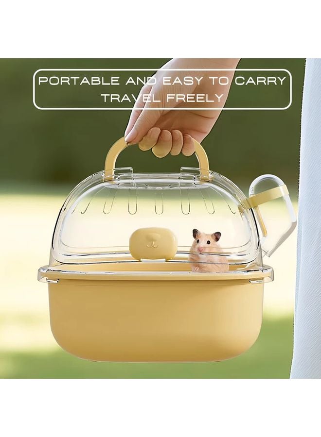 Yellow Portable Hamster Carrier Cage Breathable Design Transparent View Includes Water Bottle - Image 4