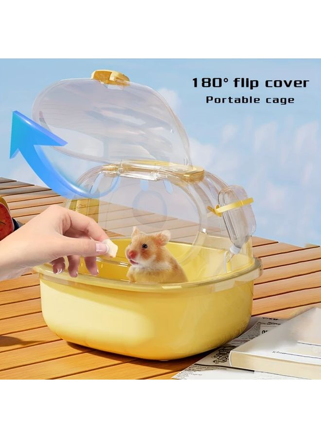 Yellow Portable Hamster Carrier Cage Breathable Design Transparent View Includes Water Bottle - Image 5