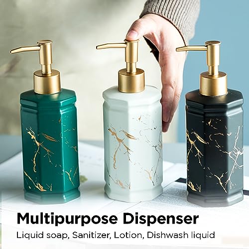UMAI Ceramic Soap Dispenser for Bathroom (350ML) Soap Dispenser for Kitchen | Liquid Soap Dispenser | Soap Dispenser for Wash Basin Scratch Proof Smooth Pump for Bathroom Decor | Handwash Dispenser - Image 4